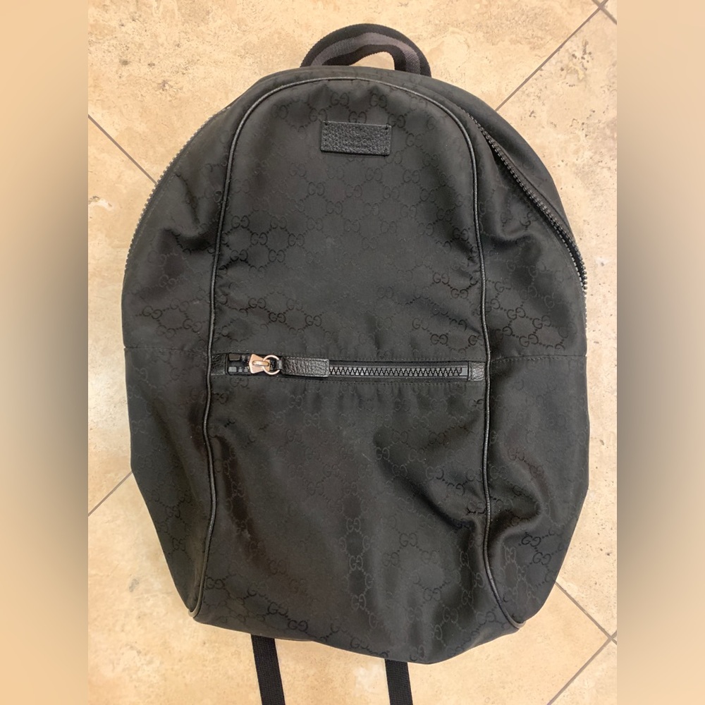 USED Gucci Black Backpack Guccissima GG Rare Rucksack Bag